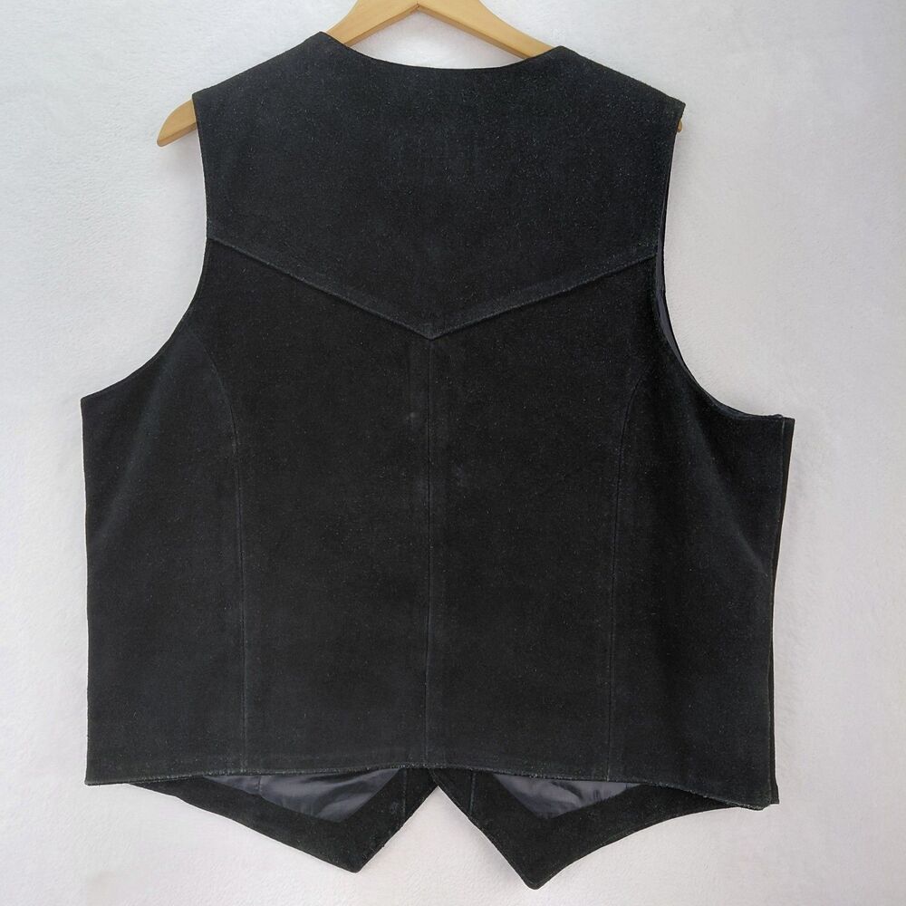 Saguaro West Roper Suede Vest Mens XL Black Leather Western Cowboy Biker VTG - Picture 8 of 10